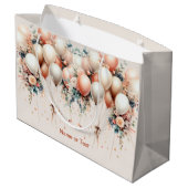 Kleurrijke Witte Perzik Bloemen Ballonnen Elegant  Groot Cadeauzakje (Achterkant Gekanteld)