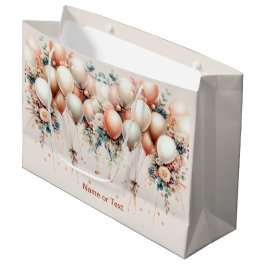 Kleurrijke Witte Perzik Bloemen Ballonnen Elegant  Groot Cadeauzakje