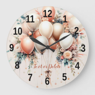 Kleurrijke Witte Perzik Bloemen Ballonnen Elegant  Grote Klok