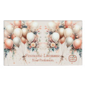 Kleurrijke Witte Perzik Bloemen Ballonnen Elegant  Naambadge (Voorkant)