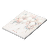 Kleurrijke Witte Perzik Bloemen Ballonnen Elegant Notitieblok (Linkerzijde)