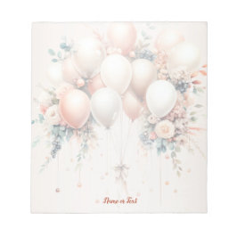 Kleurrijke Witte Perzik Bloemen Ballonnen Elegant Notitieblok