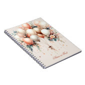 Kleurrijke Witte Perzik Bloemen Ballonnen Elegant Notitieboek (Rechterzijde)