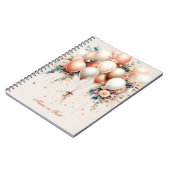 Kleurrijke Witte Perzik Bloemen Ballonnen Elegant Notitieboek (Linkerzijde)