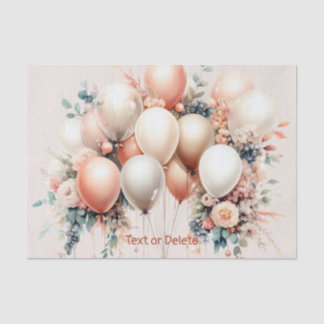 Kleurrijke Witte Perzik Bloemen Ballonnen Elegant  Tissuepapier