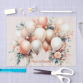 Kleurrijke Witte Perzik Bloemen Ballonnen Elegant  Tissuepapier (Craft)