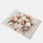 Kleurrijke witte perzik bloemige ballonnen Elegant Deurmat (Schuin)