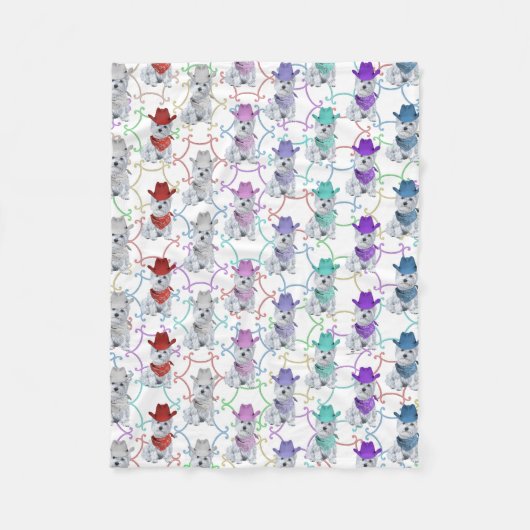 Kleurrijke witte Terriers van West Highland Fleece Deken (Voorkant)