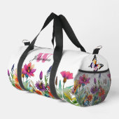 Kleurrijke Witte Waterverf Floral Duffel Bag Plunjezak (Rechterhoek)