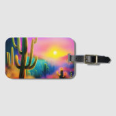Kleurrijke woestijn zonsondergang  bagagelabel (Voorkant (horizontaal))