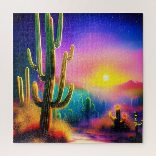Kleurrijke woestijn zonsondergang legpuzzel (Verticaal)
