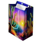 Kleurrijke woestijn zonsondergang medium cadeauzakje (Voorkant Gekanteld)