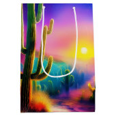 Kleurrijke woestijn zonsondergang medium cadeauzakje (Achterkant)