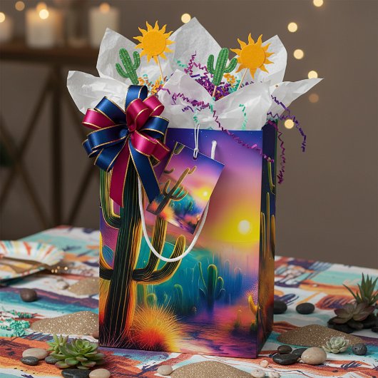 Kleurrijke woestijn zonsondergang medium cadeauzakje