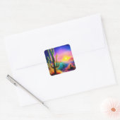 Kleurrijke woestijn zonsondergang vierkante sticker (Envelop)