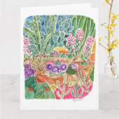 Kleurrijke woestijnlandschap Cactus Waterverf Kaar Kaart (Gele Bloem)