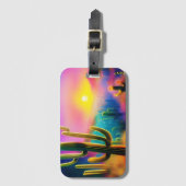 Kleurrijke woestijnzonsondergang bagagelabel (Voorkant (verticaal))