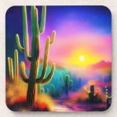 Kleurrijke woestijnzonsondergang bier onderzetter (Voorkant)