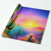 Kleurrijke woestijnzonsondergang cadeaupapier (Uitgerold)