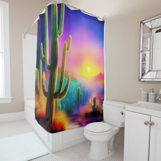 Kleurrijke woestijnzonsondergang douchegordijn (In situ)