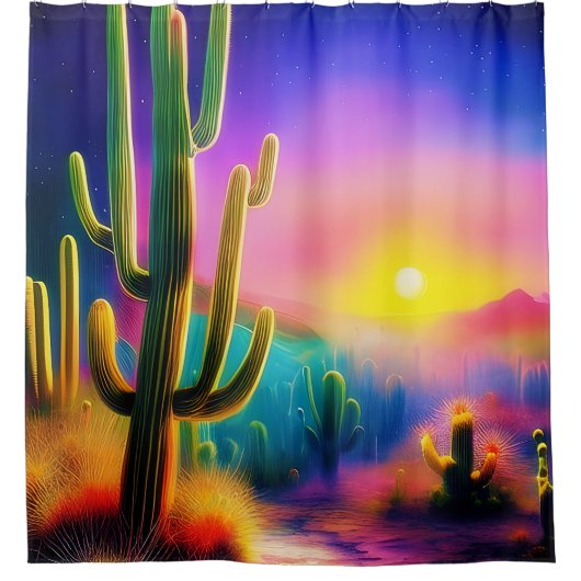 Kleurrijke woestijnzonsondergang douchegordijn (Voorkant)
