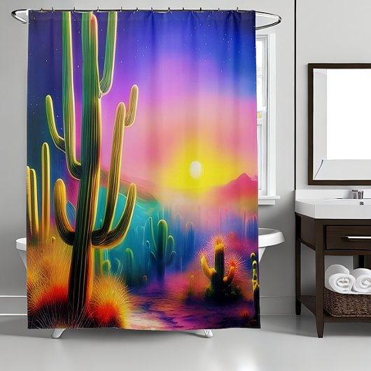 Kleurrijke woestijnzonsondergang douchegordijn