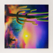 Kleurrijke woestijnzonsondergang legpuzzel (Horizontaal)