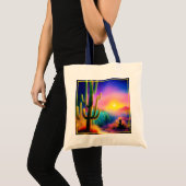 Kleurrijke woestijnzonsondergang tote bag (Voorkant (product))