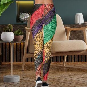 Kleurrijke wol gebreid trui patroon grafische stre leggings