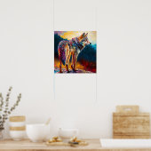 Kleurrijke Wolf Abstracte Schildering Hut Kunst Poster (Keuken)
