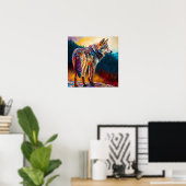 Kleurrijke Wolf Abstracte Schildering Hut Kunst Poster (Thuiskantoor)