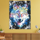 Kleurrijke Wolf Canvas Print | Wolf Head Art Print (Insitu (Woonkamer))