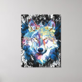 Kleurrijke Wolf Canvas Print | Wolf Head Art Print (Voorkant)