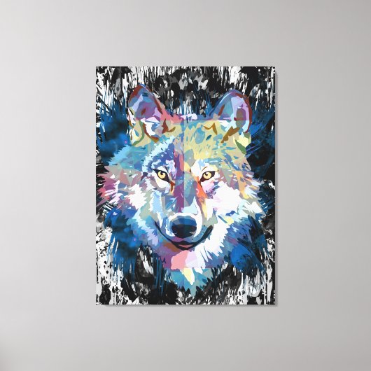 Kleurrijke Wolf Canvas Print | Wolf Head Art Print (Voorkant)