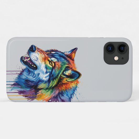 Kleurrijke wolf Case-Mate iPhone case (Achterkant (horizontaal))