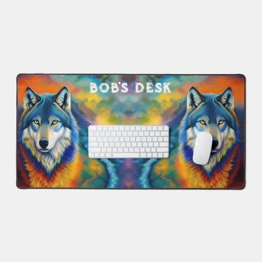 Kleurrijke Wolf en Sky Bureaumat (Keyboard & Muis)