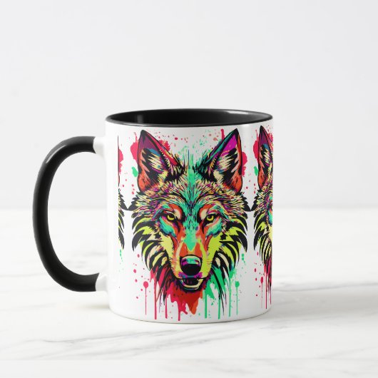 Kleurrijke Wolf Head Mok - Wolf Mok - Wolven (Links)