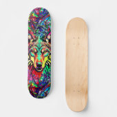 Kleurrijke Wolf Head - Wolf Skateboard Deck (Voorkant)