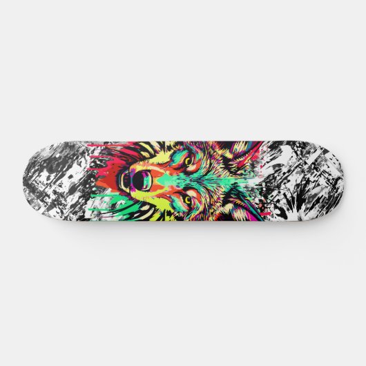 Kleurrijke Wolf Head - Wolf Skateboard Deck (Horizontaal)