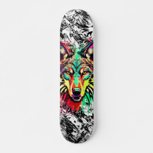Kleurrijke Wolf Head - Wolf Skateboard Deck