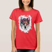 Kleurrijke Wolf Kunst T-shirt (Voorkant)