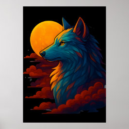 Kleurrijke wolf kunstposter poster