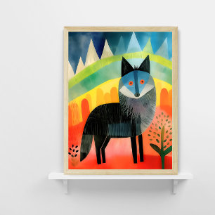 Kleurrijke Wolf Nursery Art Poster