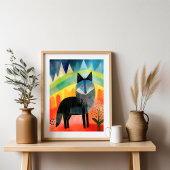 Kleurrijke Wolf Nursery Art Poster