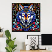 Kleurrijke Wolf Poster (Thuiskantoor)