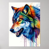 Kleurrijke Wolf Poster (Voorkant)