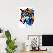 Kleurrijke Wolf Poster (Thuiskantoor)