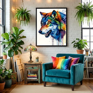 Kleurrijke Wolf Poster