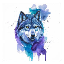 Kleurrijke Wolf Waterverf Art - Spirit Animal Art