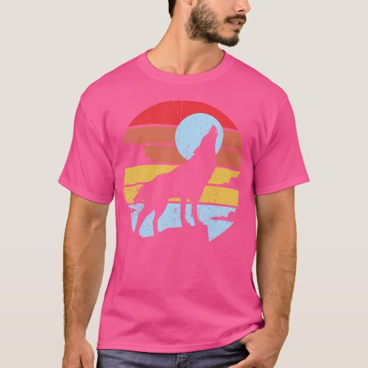 Kleurrijke Wolf Wolven Maan T-shirt (Voorkant)